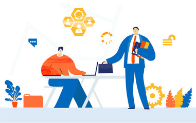 Group of successful business people, team and working together concept illustration 