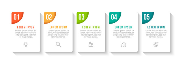 Minimal infographic template design with numbers 5 options or steps.