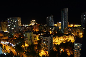Obraz premium night view from the window of a high rise building on Batumi Georgia
