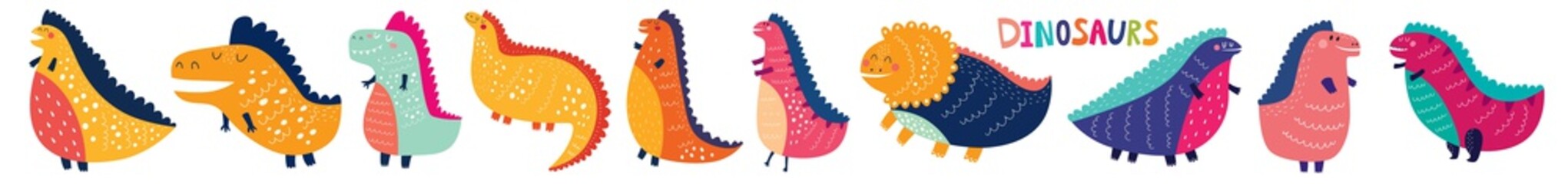 Vector Colorful collection of funny Dinosaurs 