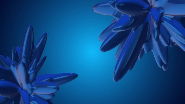 Animated 3d illustration of blue objects that randomly change shape. used as a background for the design