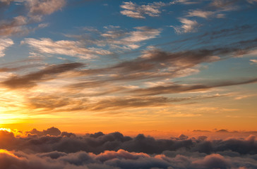 富士山, 雲海, 朝焼, 風景, 日の出, 雲
