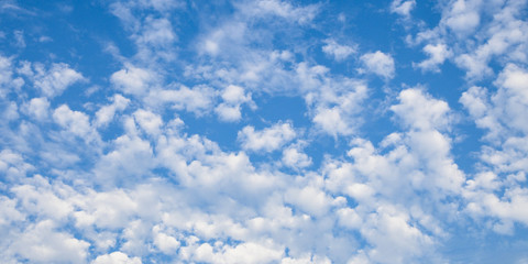 Blue sky with soft white cloudy atmosphere is clear and clean.