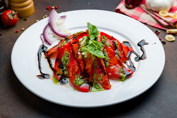 Caprese salad with mozzarella and tomato