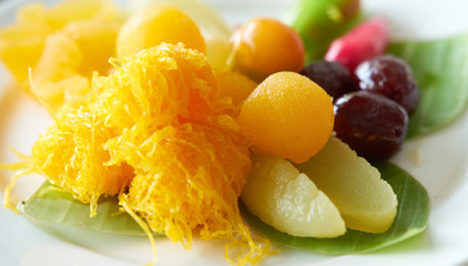 Thai desserts in closed up view