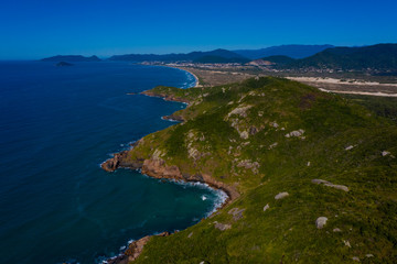 Fototapeta na wymiar Aerial image of Mole beach in Florianopolis, Santa Catarina, Brazil