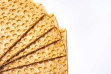 Crispbread. Healthy, diet food concept. White  background. Copy space.