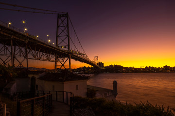 Cable-stayed bridge Hercilio Luz in Florianopolis, Santa Catarina, Brazil