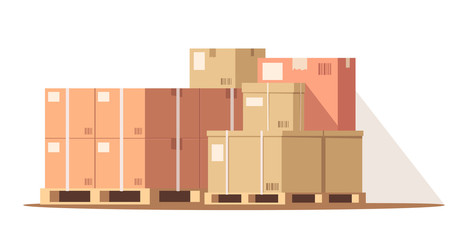 Cargo in warehouse semi flat RGB color vector illustration