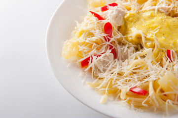 healthy salad in a white plate on a white background. Healthy eating Salad close up