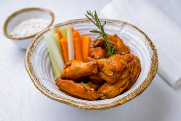 Chicken wings with blue cheese sauce