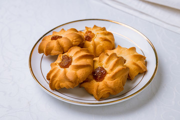 kurabye shortbread on white table