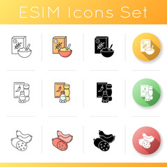 Grocery products icons set