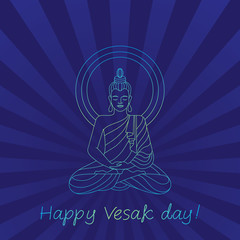 Buddha on a background of blue rays