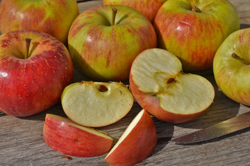 Naklejka na ściany i meble Apfel, apple, Malus domestica, Gruppe von Äpfeln