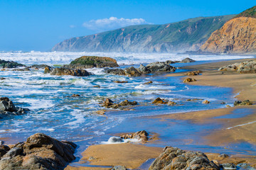 Rock Covered McClures Beach With Tomales Point in The Distance, Point Reyes National Sea Shore, California, USA