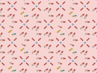  pills and  pills on a seamless spring pattern.