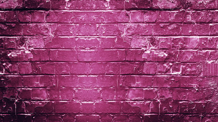 Dark pink damaged rustic brick wall texture background