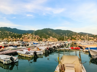 Fototapeta na wymiar The boats at marina in Rapallo