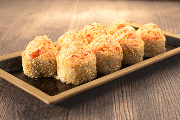 Sushi, rolls, are a traditional dish of the cuisine of the land of the rising sun.