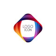 Business trendy geometric square logo design template with bright clean colors