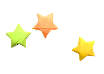 Lucky origami star isolated white background