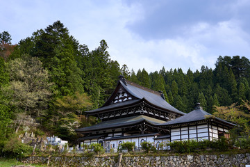 Japanese temple with graves