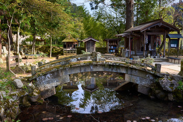 Fototapeta na wymiar Small bridge inside a japanese temple