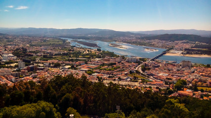 Aerial view of Viana do Castelo, from the top of Santa Luzia Sanctuary, Portgual