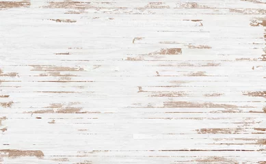 Weißer rustikaler hölzerner Beschaffenheitshintergrund. Draufsichthintergrund von leicht rostigen Holzbohlen. Grunge aus verwittertem, bemaltem Holzbrett. © ezstudiophoto