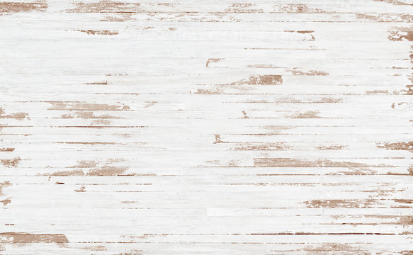 White rustic wood  texture background. top view background of light rusty wooden planks. Grunge  of weathered painted wooden plank.