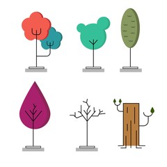 tree plant bundle illustration design 