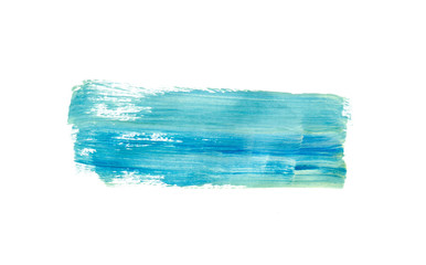 Blauer Pinselstrich mit Wasserfarben isoliert auf weißem Hintergrund