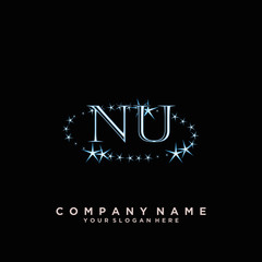 Initial Letter NU Logo With circle Template Vector