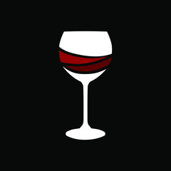 Abstract red wine glass on black backdrop. Design element