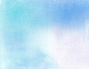 水彩の幻想的なブルートーン背景、水や空の抽象イメージ