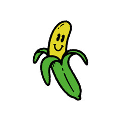 HAPPY BANANA ICON COLOR WHITE BACKGROUND