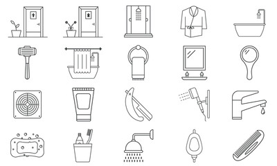 Bathroom objects icon pack, free vector icon set