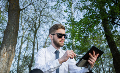 Fototapeta premium Remote work online. Work outside the office