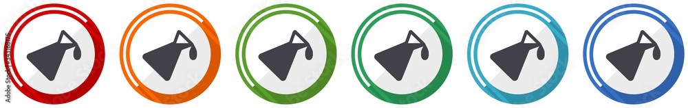 Poster chemistry icon set, flat design vector illustration in 6 colors options for webdesign and mobile app