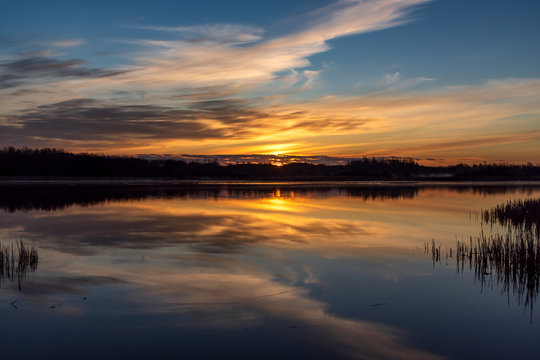 Poranek nad stawami. Stawy Dojlidzkie, Białystok, Podlasie, Polska © podlaski49