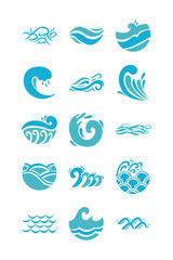 Fototapeta na wymiar bundle of waves ocean set icons
