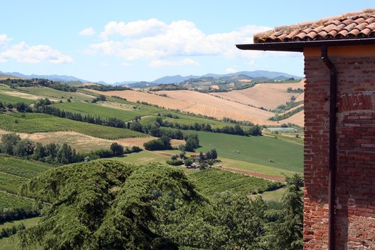 View from Dozza Castle towards Tuscany
