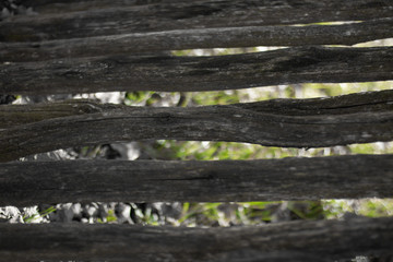 old wooden fence with moss