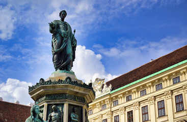 Obraz premium Vienna, Austria - May 19, 2019 - The statue of Emperor Franz I, designed by Pompeo Marchesi in 1846, located in the Hofburg Palace in Vienna, Austria.