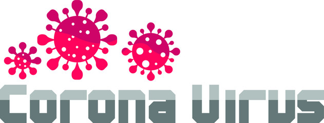 Corona Virus and Covid-19 Logos in Grey with Red Virus and stay at home.