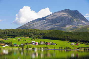Green picturesque landscape of Norway.. - 343171721