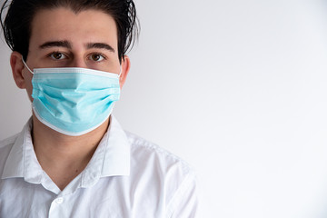 Man with medical mask to protect from coronavirus.