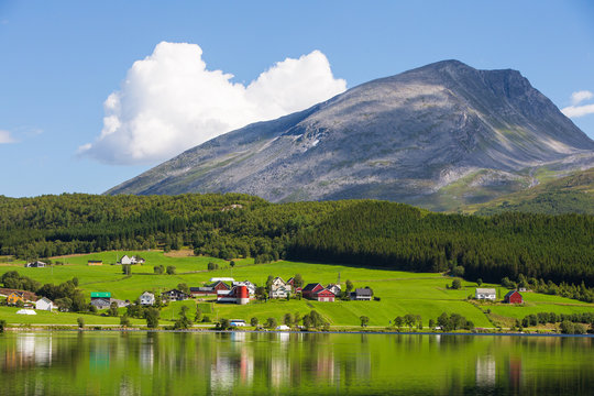 Green picturesque landscape of Norway..