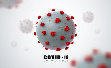 coronavirus covid 19 in realistic style in microscope monitor